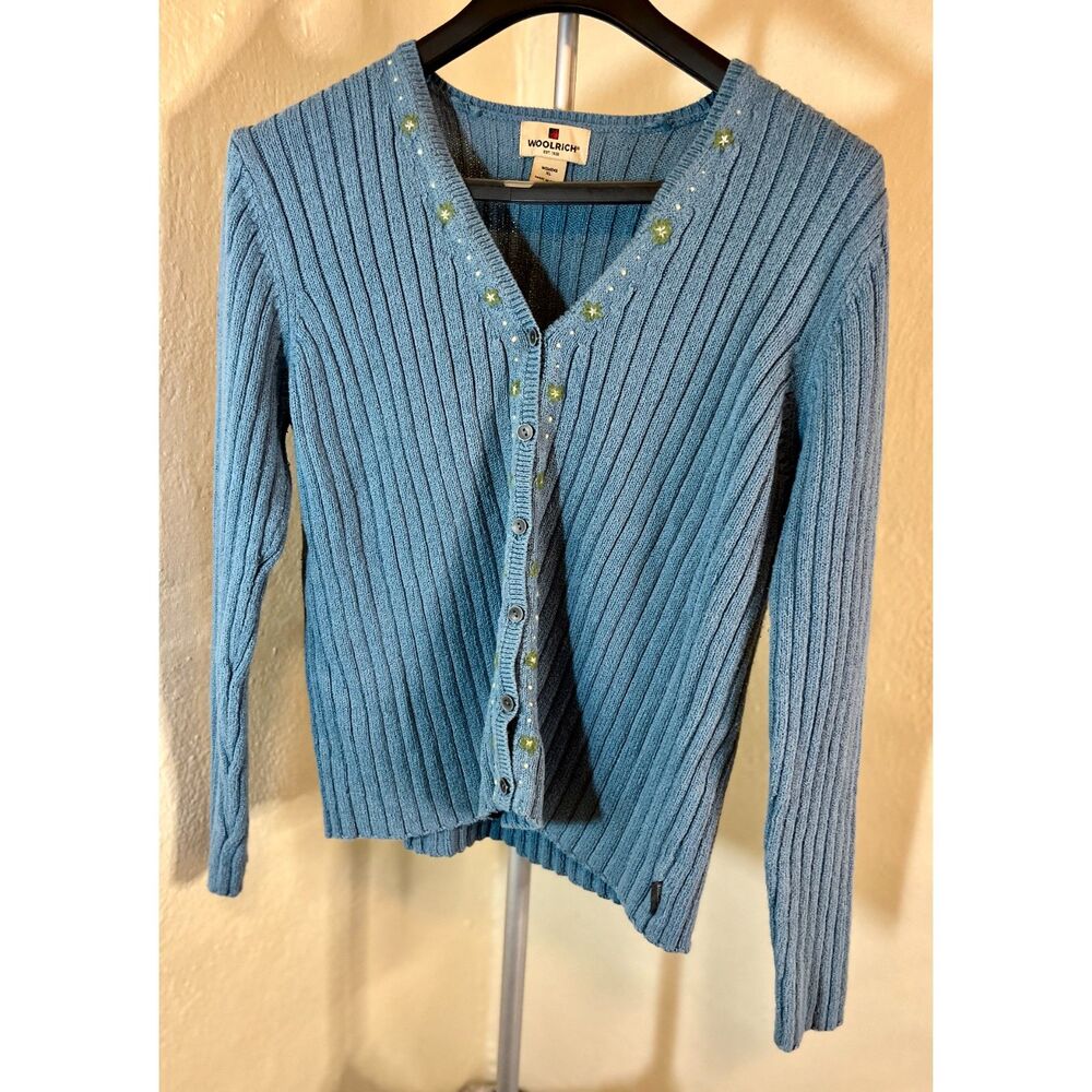 Woolrich Vintage blue  cardigan with button-front 90s  Size XL